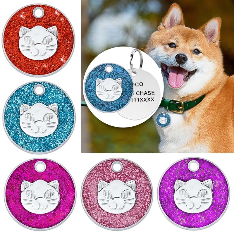 Étiquette personnalisée de nom d'animal de compagnie en métal, gravure Laser, Anti-perte, identification de chien chat, collier, plaque de nom de chiot, fournitures de pendentifs