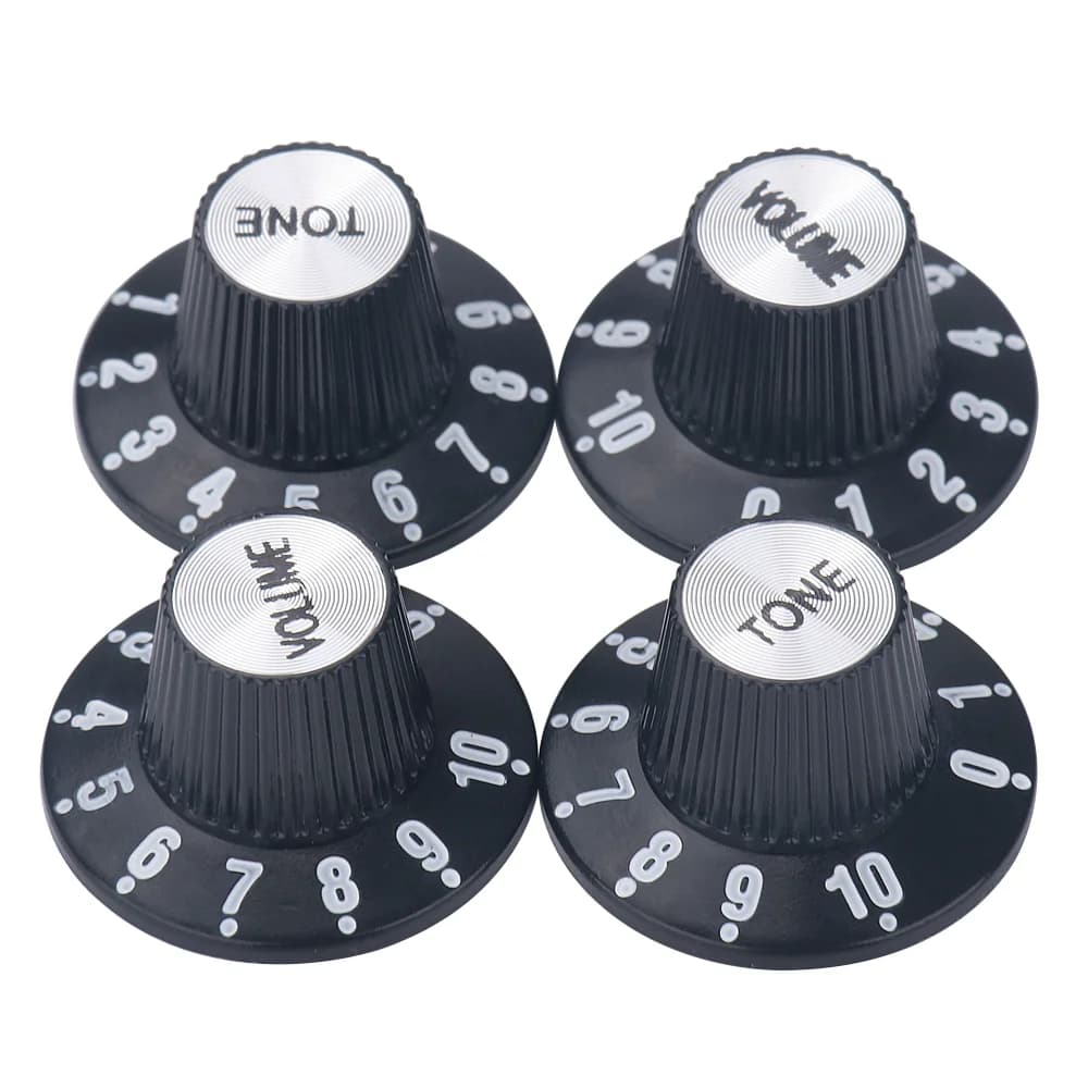 Boutons de guitare électrique 2T2V, chapeau haut, réflecteur argenté, bouton de contrôle de la vitesse du Volume et du tonalité, accessoires pour guitare basse