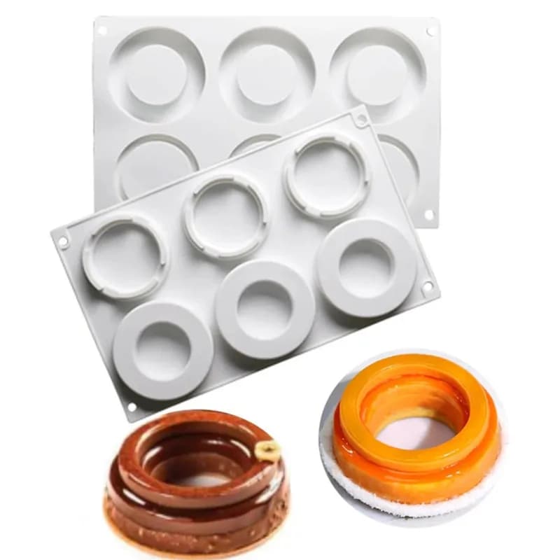 Moule rond en Silicone à 6 cavités, pour gâteau, Dessert, Mousse, chocolat, plateau de cuisson, bricolage, outils de décoration