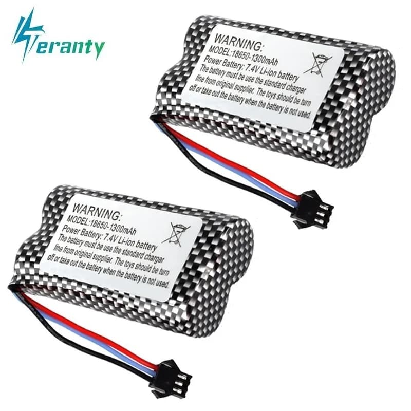 1/2/3/5/10 batteries rechargeables 7,4 V 1300 mAh pour montre, voiture RC acrobatique à détection de geste, batterie 18650 7,4 V pour voitures RC