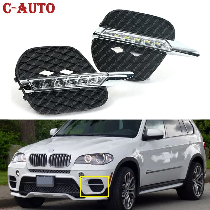 Couvercle de phare antibrouillard pour BMW X5 E70, lumière du jour, LED DRL, feux de conduite, blanc droit, magasins, 2011, 2012, 2013