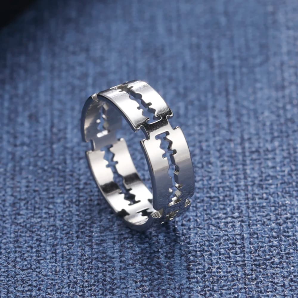 COOLTIME – bagues à lame en acier inoxydable pour hommes et femmes, Punk Hip Hop Rock, couleur argent, bague de Couple, bijoux à la mode, cadeau, vente en gros
