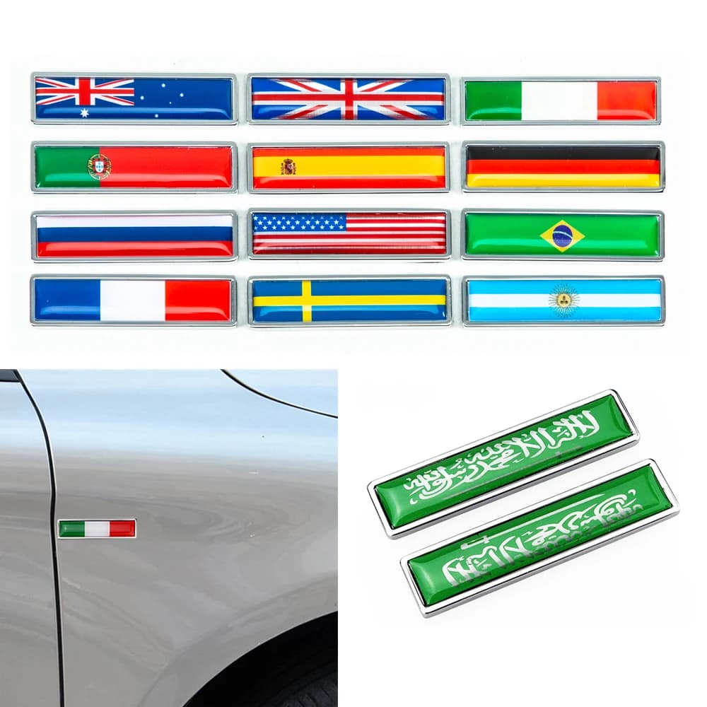 Autocollant de voiture en métal 3D National Feel, autocollants décoratifs, insigne d'emblème pour voitures, 1 paire