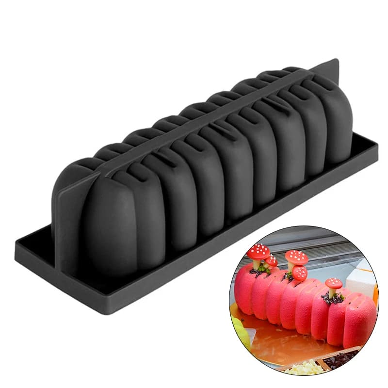 Moule à gâteau en Silicone, plateau rectangulaire, forme chenille, Mousse, cuisson, outils de décoration