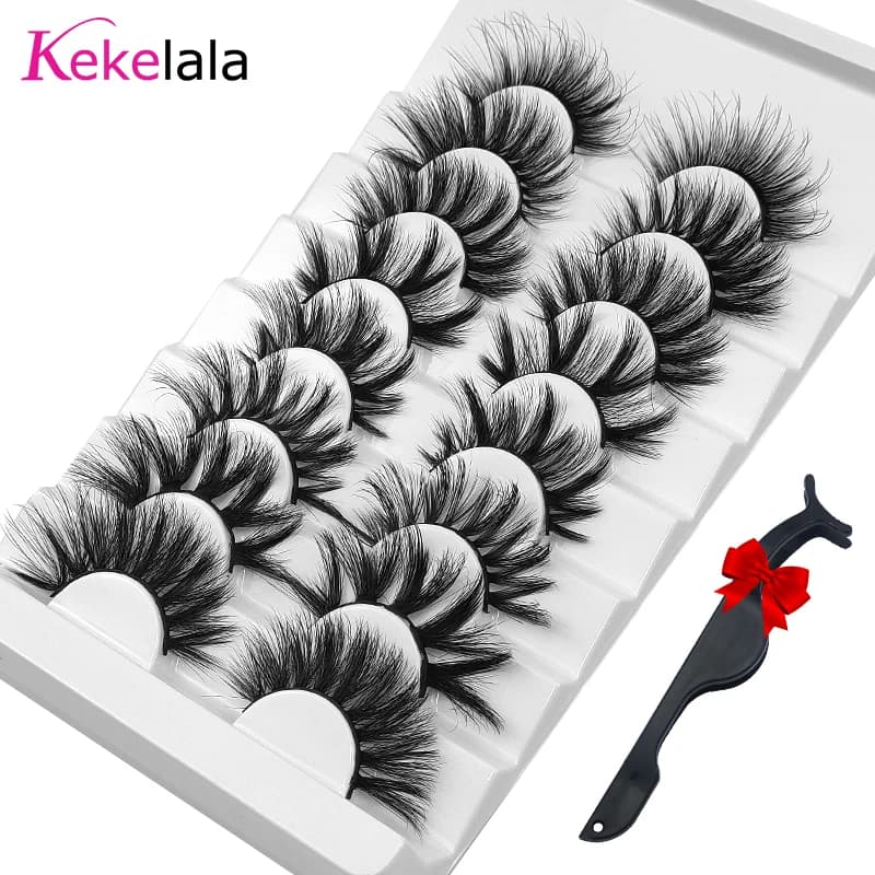 Volume dramatique 3D vison faux cils 5D sans courauté Vegan Dense moelleux faux cils soie oeil de chat Cils