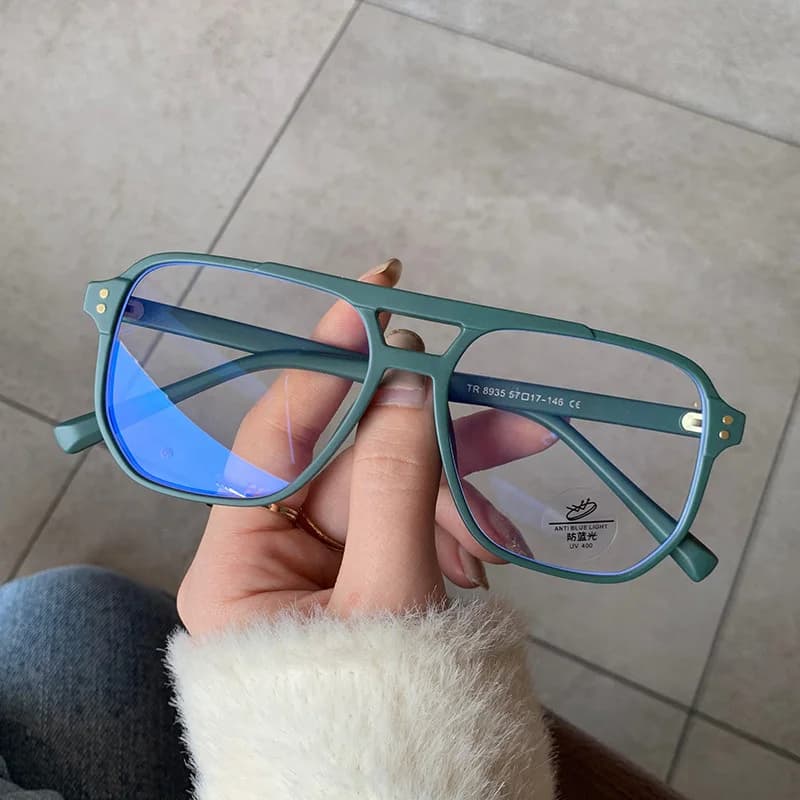 SO & EI mode carré Double ponts TR90 femmes lunettes cadre clair Anti-Blu-Ray lunettes rétro hommes cadre optique ordinateur lunettes