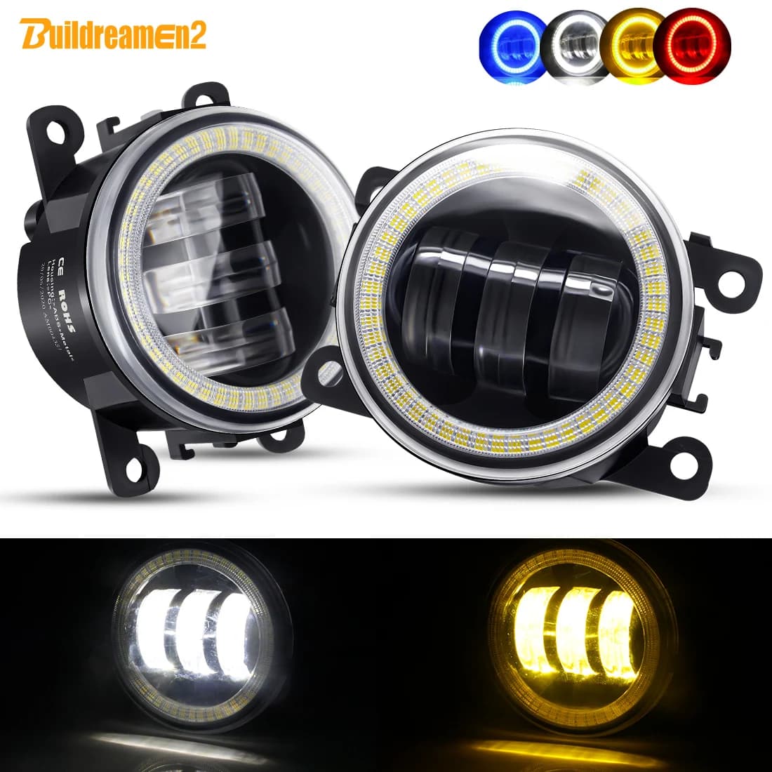 Ensemble de phares antibrouillard pour voiture, 2 pièces, LED DRL Angel Eye, phare de jour pour Fiat Sedici Panda 500 Punto Evo Doblo Tipo Ducato