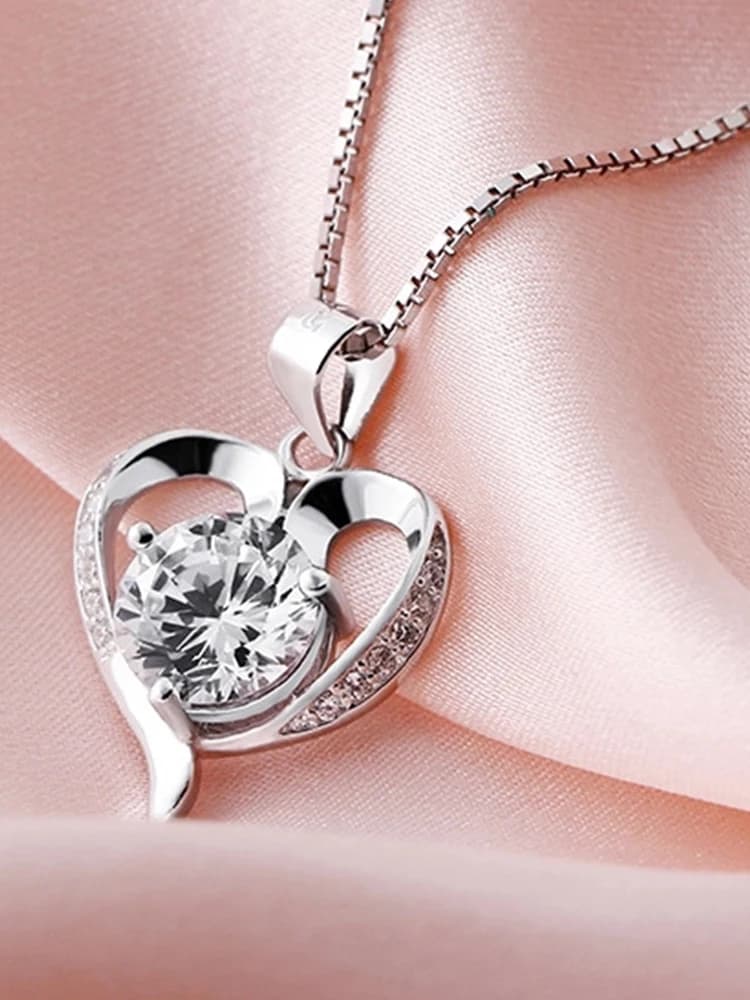 ZDADAN-Collier en cristal de coeur en argent regardé 925 pour femme, accessoires de bijoux à la mode