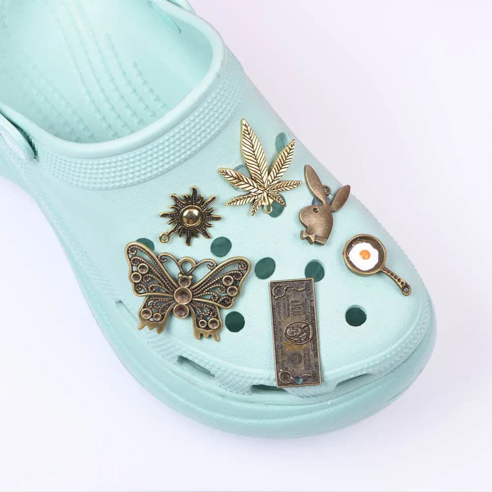 Breloques de chaussures en métal pour enfants et adultes, bronze antique, argent, document bricolage, décorations de chaussures faites à la main, construction pour filles