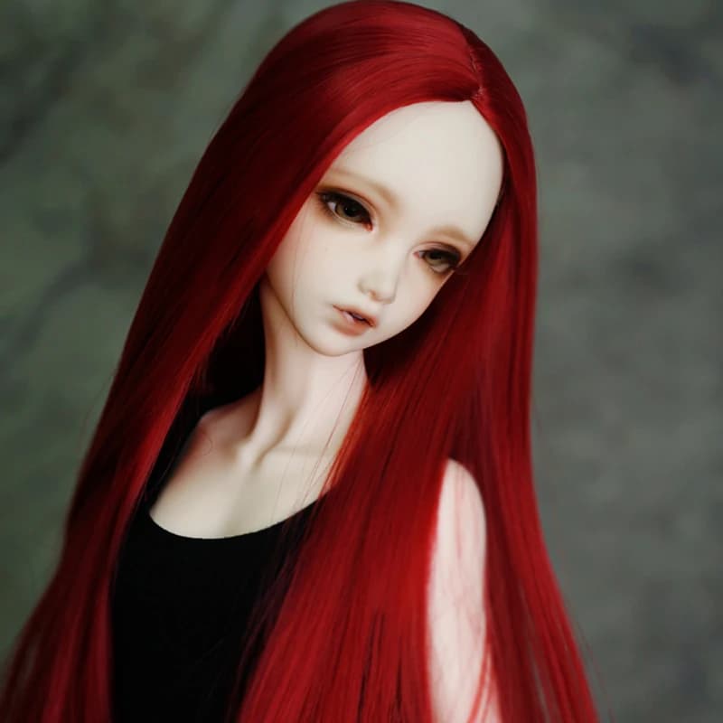 Perruque longue droite vin rouge pour BJD, perruque au beurre SD, herbe, fil haute température, nouveau style, 1/3, 1/4, 1/6, 1/8