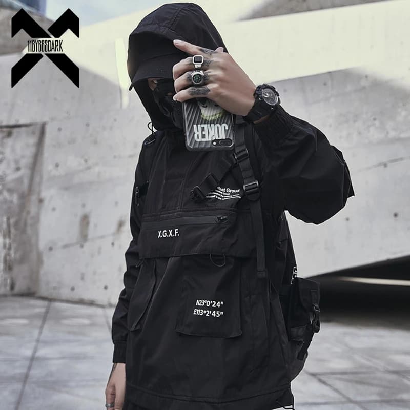 11 BYBB'S DARK 2025 vestes tactiques fonction pull coupe-vent Streetwear à capuche noir Cargo veste mode manteaux mâle GB138