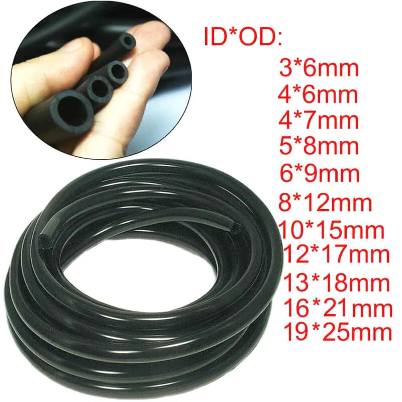 Tuyau en caoutchouc nitrile lisse noir multi-tailles 3mm~19mm, longueur 1 mètre/3 mètres, pour la distribution de carburant et le carburateur