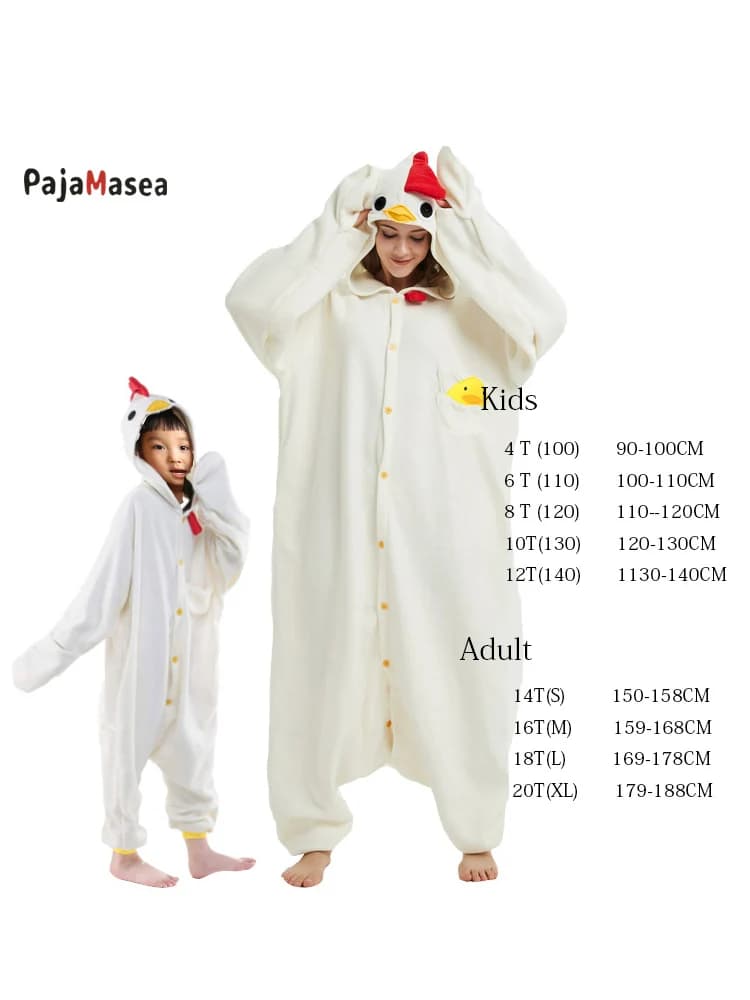 Pyjama de coq blanc pour enfants, Costume d'halloween, dessin animé, Cosplay, Kigurumi