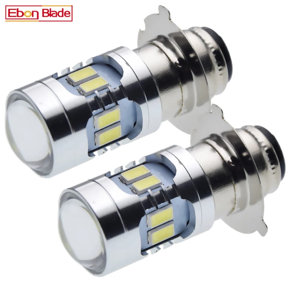 2 pièces Moto phare LED P15D-25-3 6 V-24 V DC Moto avant phare brouillard DRL Scooter Moto cyclomoteur blanc tête ampoule lampe