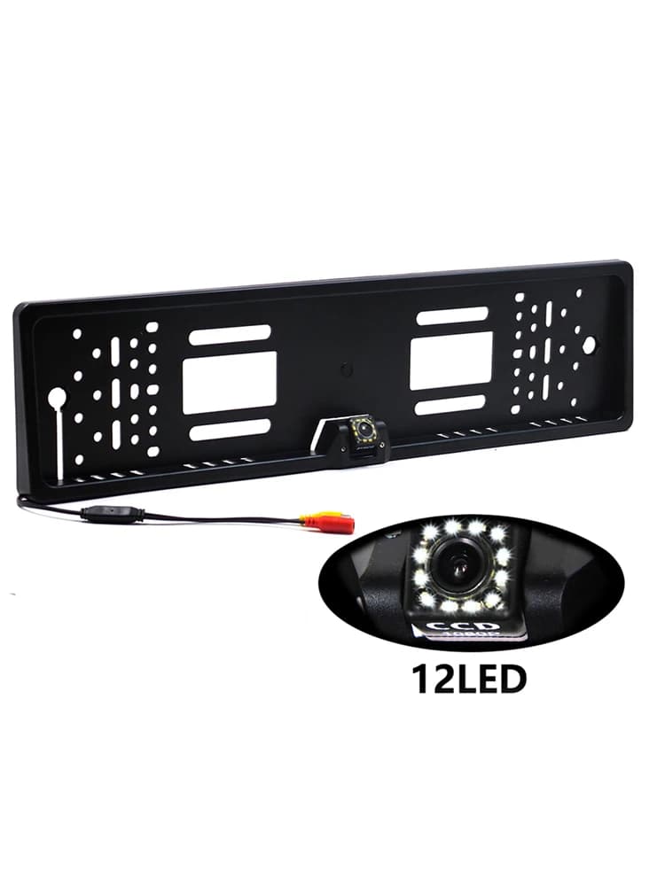 Cadre de plaque de planificateur de voiture européen, caméra de recul automatique, 12LED, vision nocturne CCD universelle