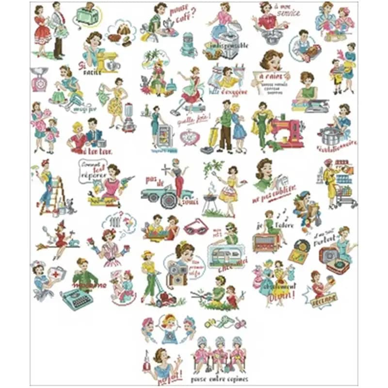 Une collection de points de croix pour bricolage, Kits de broderie, année après année, 11 14 18ct
