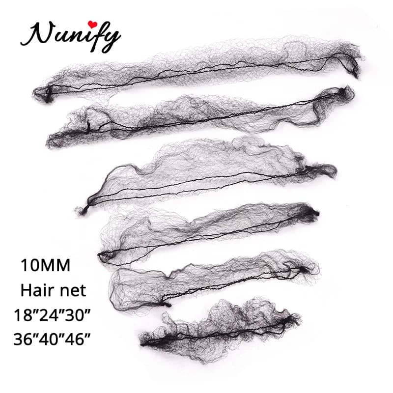 20 pièces/lot filets à cheveux Invisible bord élastique maille longue 36 pouces noir court 18 pouces filets de perruque Invisible lignes élastiques douces filet à cheveux