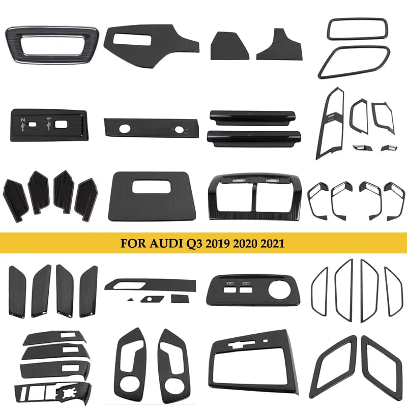 Cadre de décoration de Console centrale en acier inoxydable noir, garniture de couverture pour Audi Q3 2019 2020 2021, accessoires d'intérieur de style de voiture