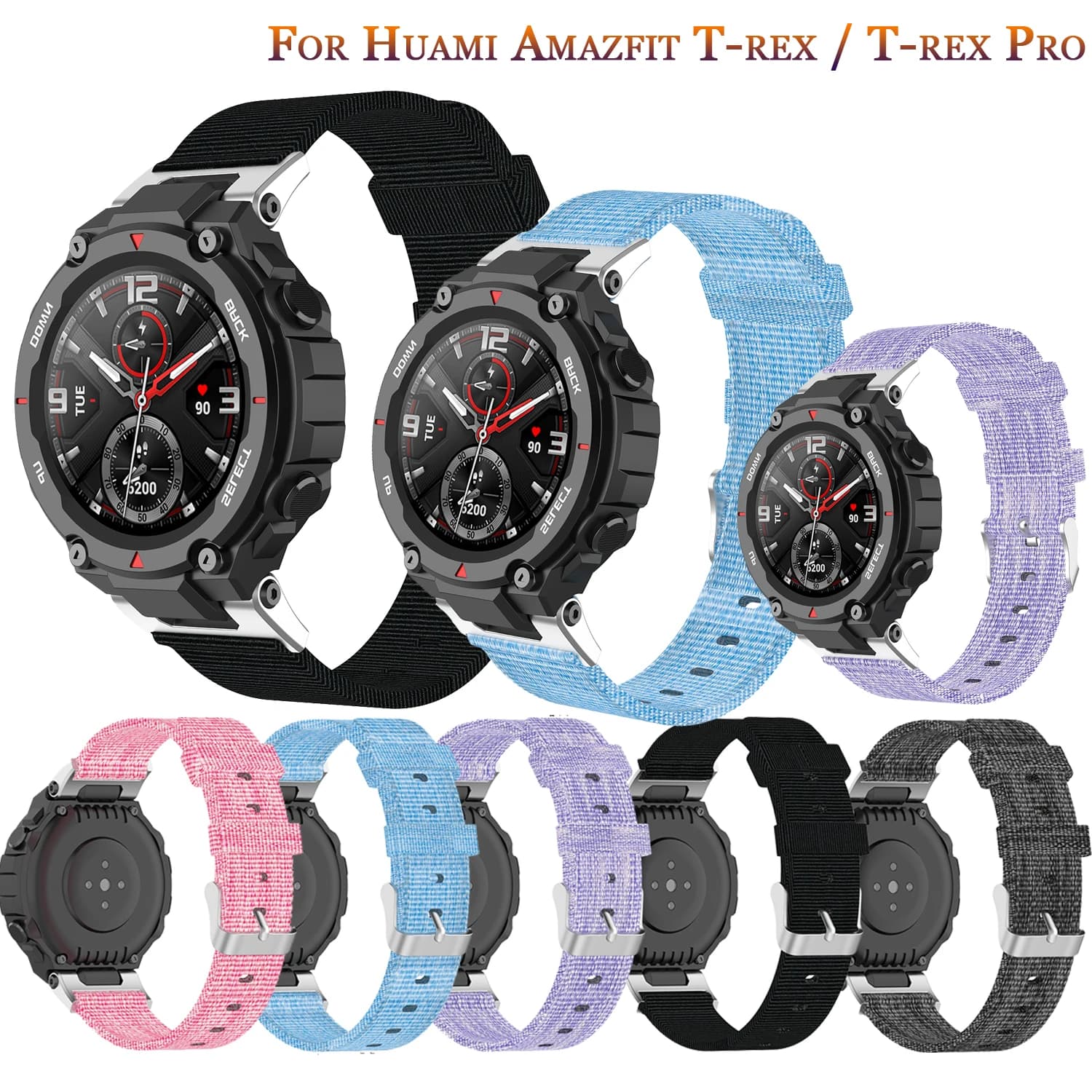 Bracelet de rechange pour Xiaomi Huami Amazfit t-rex, en tissu tissé respirant, pour femmes et hommes