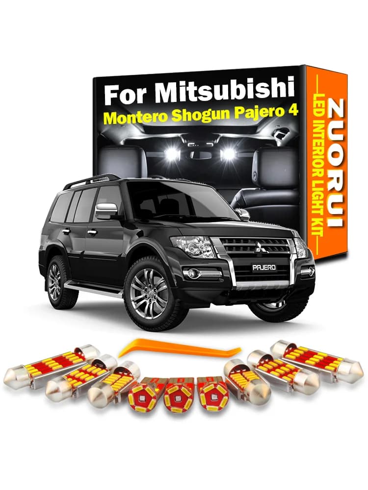 ZAOXI Kit de 7 lampes LED Canbus pour éclairage intérieur de voiture pour Mitsubishi Montero Shogun Pajero 4 V80 V93 V97 V98 2007-2019 2020