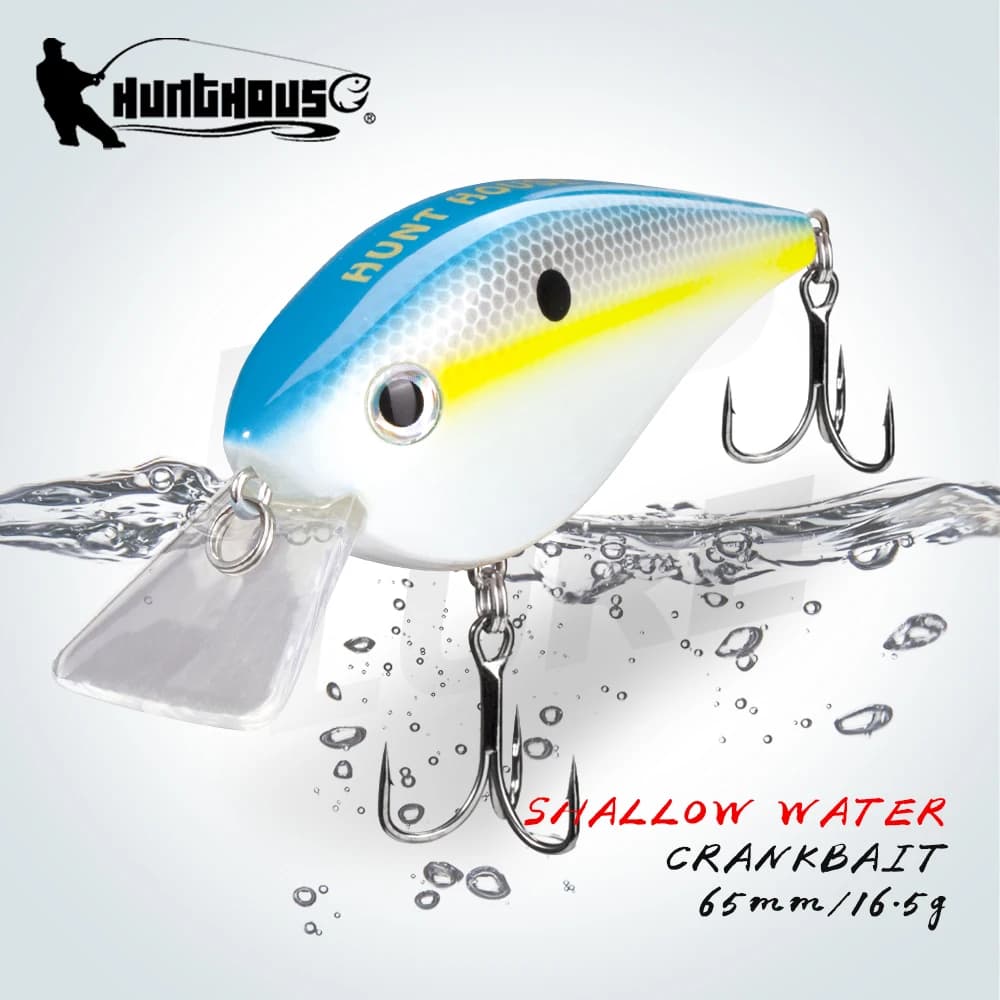 Hunthouse leurres de pêche appâts durs manivelle flottant 65mm 16.5g KVD 2.5 Squarebill Wobblers Swimbait pour brochet bar truite
