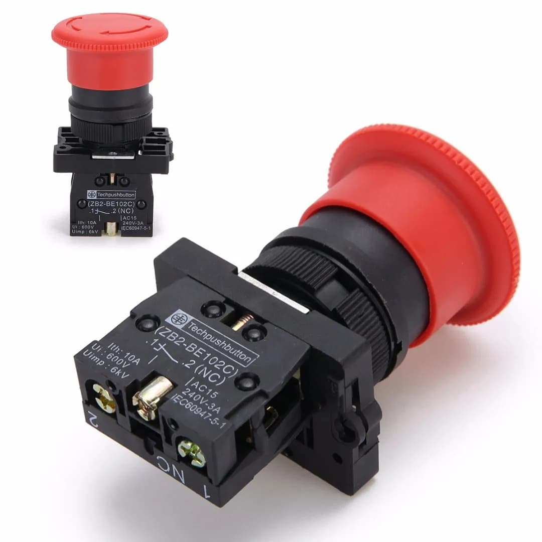 ZB2-BE102C P172 220V 10A rouge NC 22mm arrêt d'urgence champignon bouton-poussoir interrupteur XB2-ES542 contrôle démarreur électrique