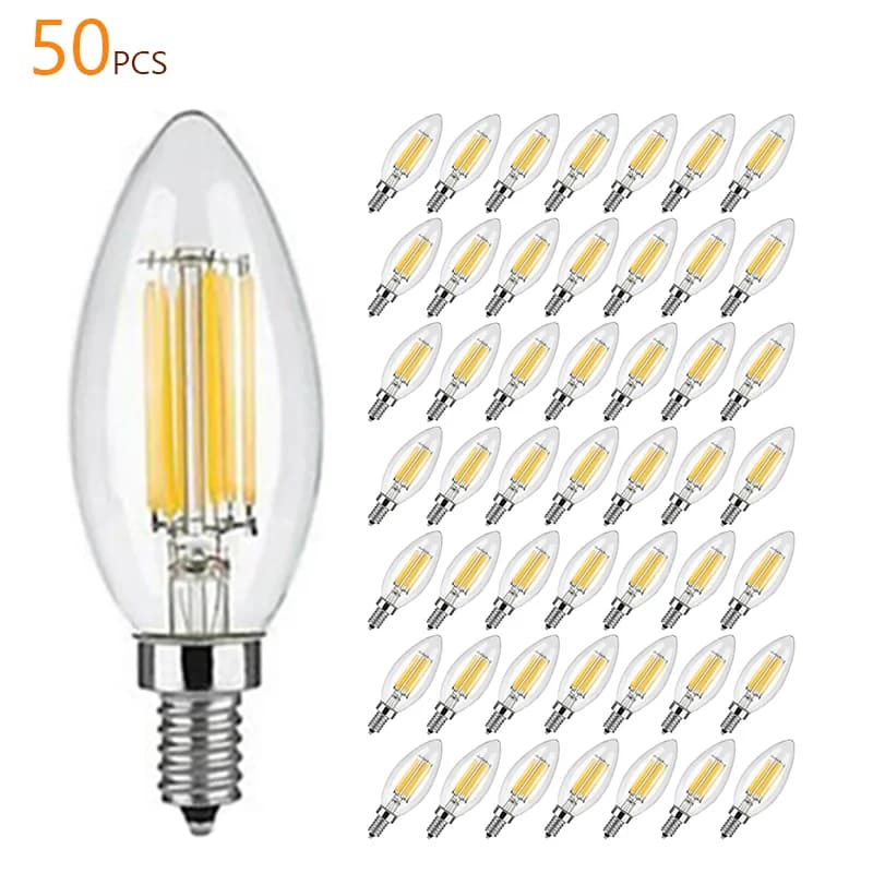Ampoule LED Dimmable C35 6W E12 E14, Ampoule à Filament Effet Bougie, Blanc Froid 2700K, Blanc Chaud 6000K, Lampe LED Rétro Edison Style Candelabre Antique