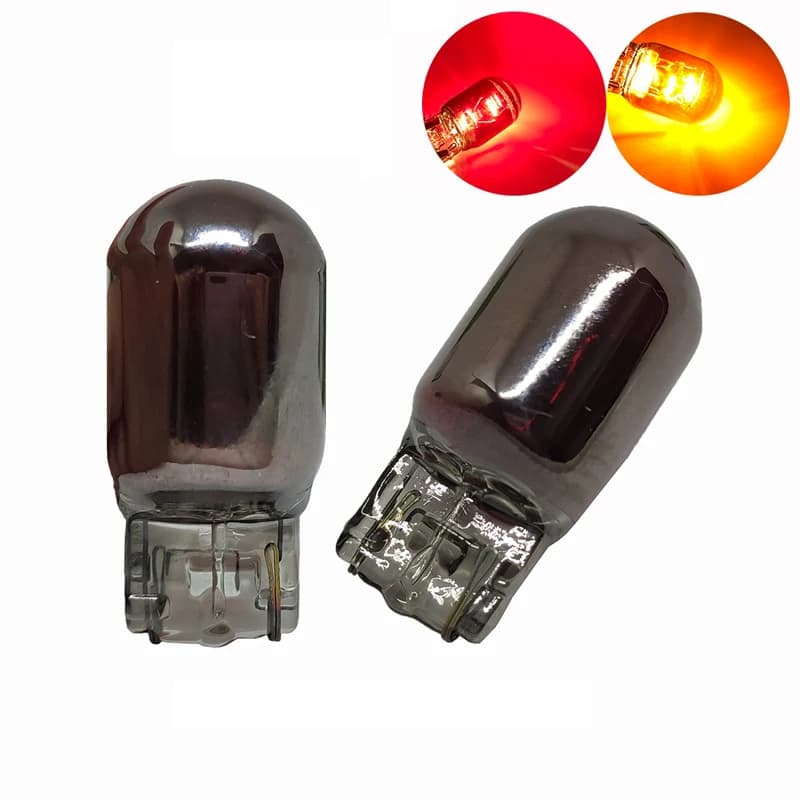 1 ampoule halogène argentée T20 7440 rouge ambre 7443 W21W W21/5W WY21W pour feux stop, feux arrière et clignotants de voiture DC12V