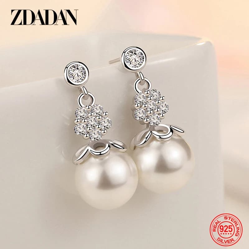 ZDADAN – boucles d'oreilles en argent Sterling 925 pour femmes, bijoux à la mode, accessoires de mariage, 12MM