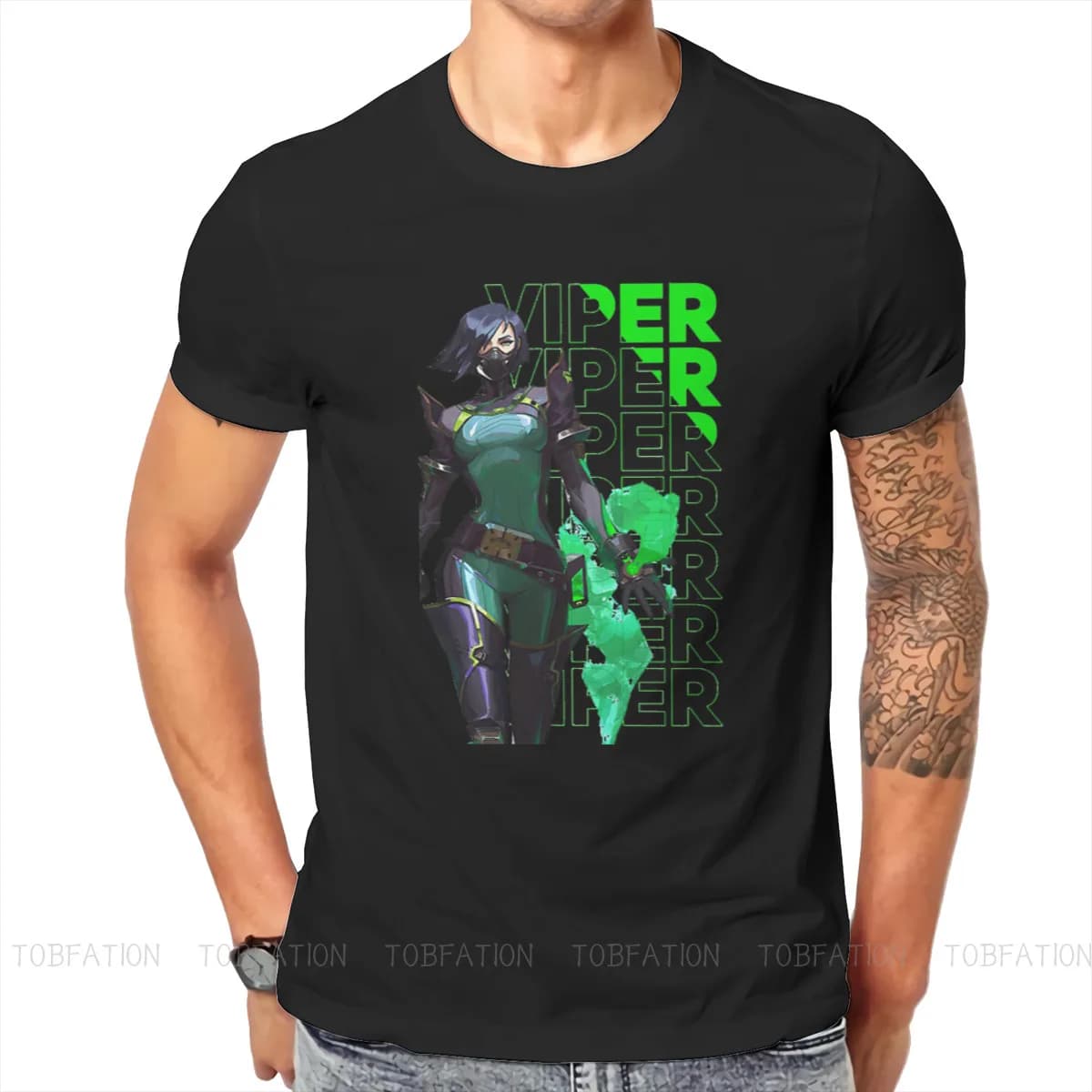 Viper VALORANT – t-shirt à manches courtes pour homme, haut à col rond, surdimensionné, à la mode, classique, Harajuku