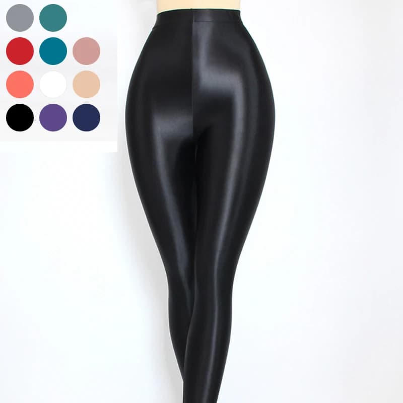 2021 Sexy Satin brillant taille haute Sport femmes Fitness brillant pantalons de Yoga collants Leggings haute élastique