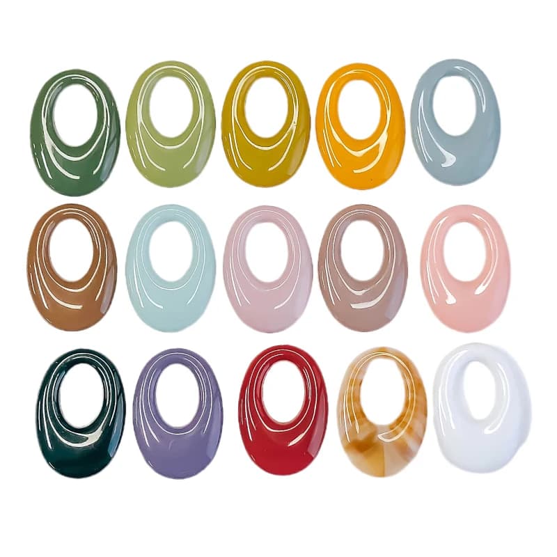 Pendentif de forme ovale en acrylique, accessoires, goutte d'oreille, couleurs mélangées, breloques de collier, vente en gros, fabrication de bijoux, matériel de bricolage, 10 pièces