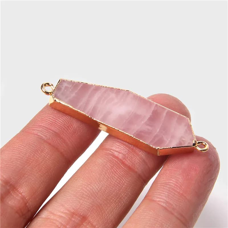 Nouvelle mode pierre naturelle Rose Quartz cristal pendentif breloque connecteur pour bricolage fabrication de bijoux collier Bracelet accessoires