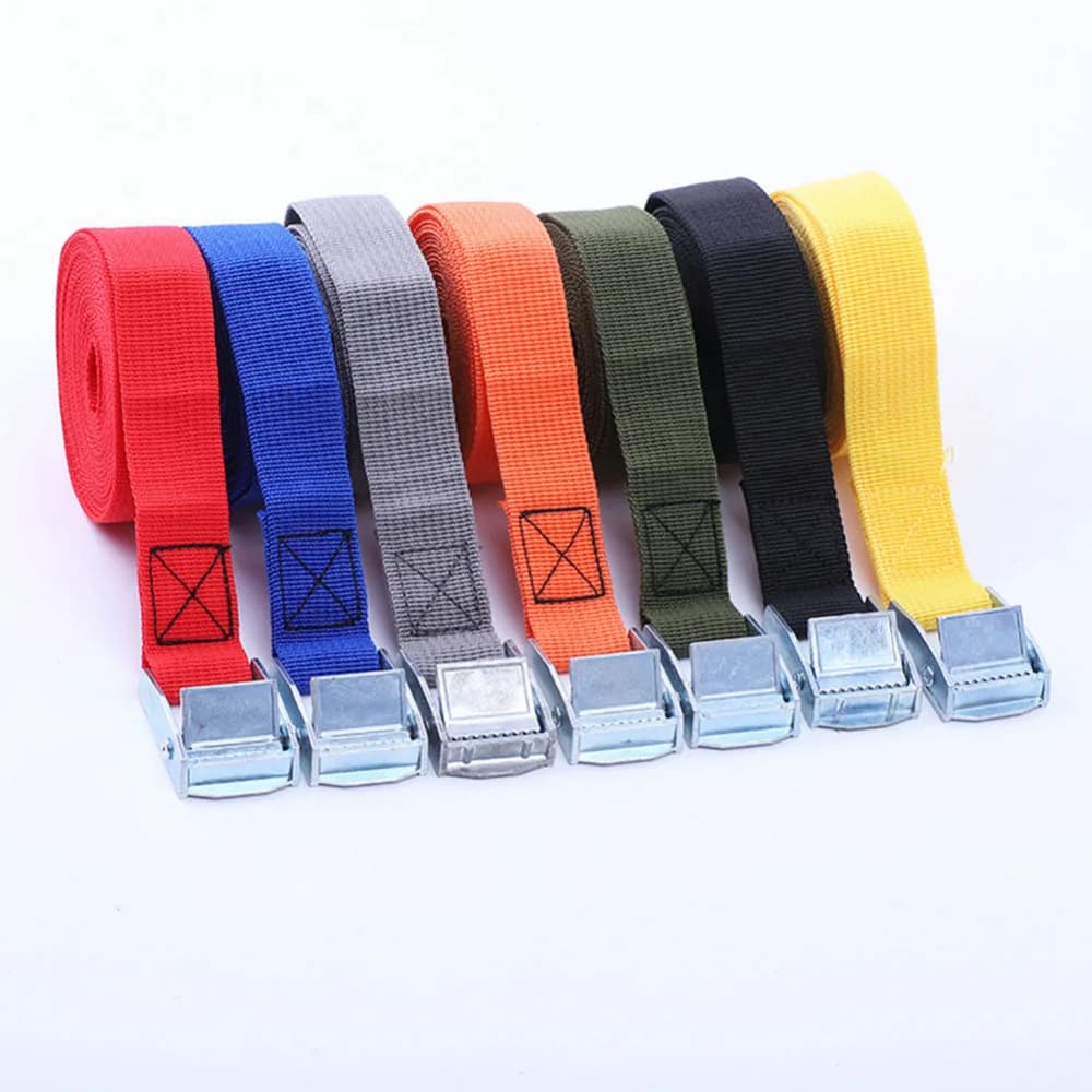 Sangle de fixation à boucle de 2 m pour voiture, moto, vélo avec boucle métallique, corde de remorquage, sangle à cliquet robuste pour bagages
