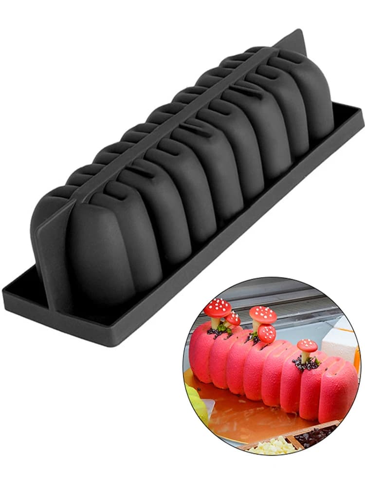 Moule à gâteau en Silicone, plateau rectangulaire, forme chenille, Mousse, cuisson, outils de décoration