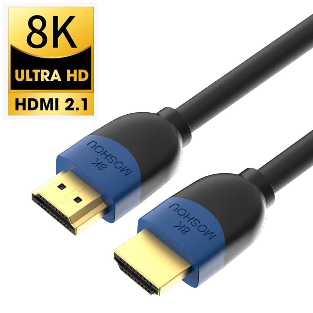 Câble HDMI 2.1 MOSHOU 8K/60Hz 4K/120Hz 48Gbps Câble HDMI ultra-rapide pour PS5 Xbox Samsung TV