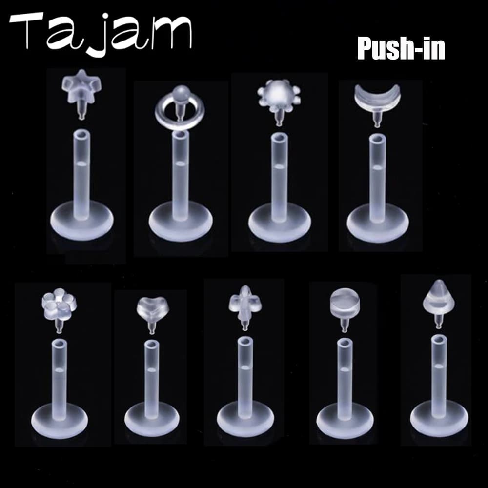 Bioplast-Clou Labret Flexible Transparent, Push-in, Piercing Jules, Anneau d'Oreille, Cartilage, Tragus, Helix, Bijoux Fantaisie, 10Pcs