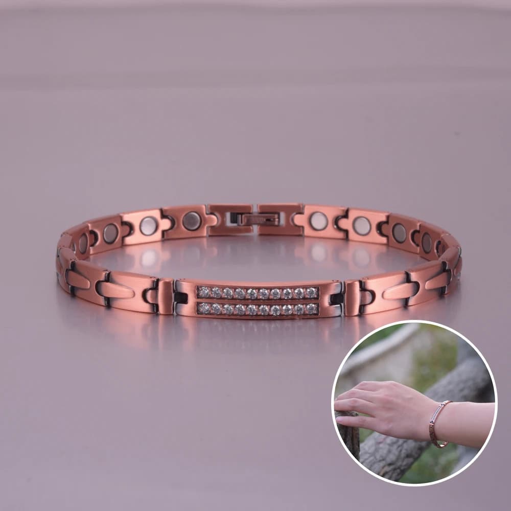 Bracelet magnétique en cuivre pur pour femmes, flèche en zircone cubique, Bracelets d'identification, thérapie magnétique, bijoux en cuivre pour femmes, santé de l'arthrite
