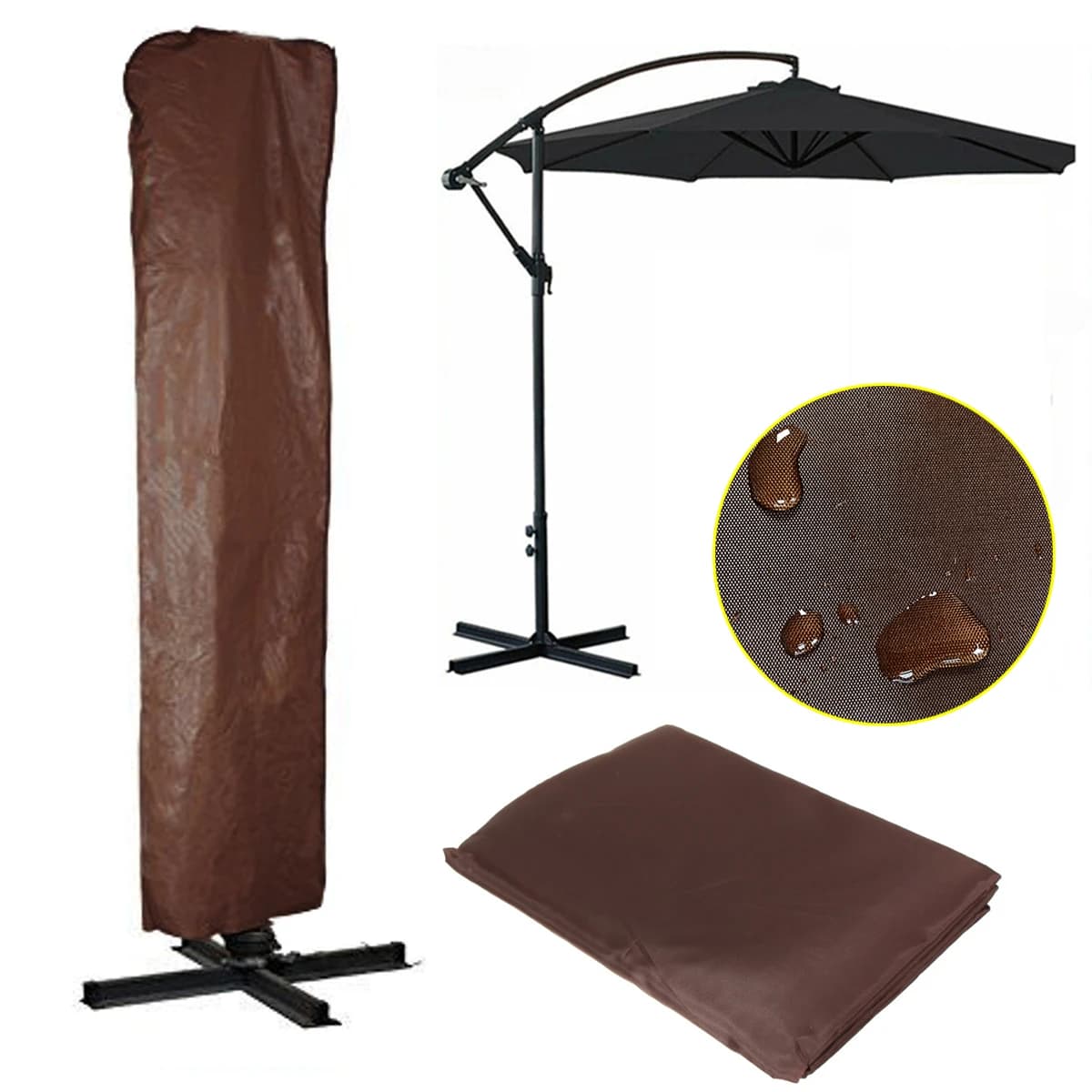 Housse de protection imperméable pour parasol de jardin, Patio, auvent en Polyester, sac de protection, équipement de pluie d'extérieur, accessoires adaptés à 9-11 pieds