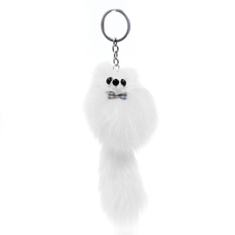 Porte-clés en fourrure naturelle de renard pour femmes, 17CM, mignon, peluche, queue de renard, sac de voiture, bibelot, bijoux féminins, cadeau de fête de mariage