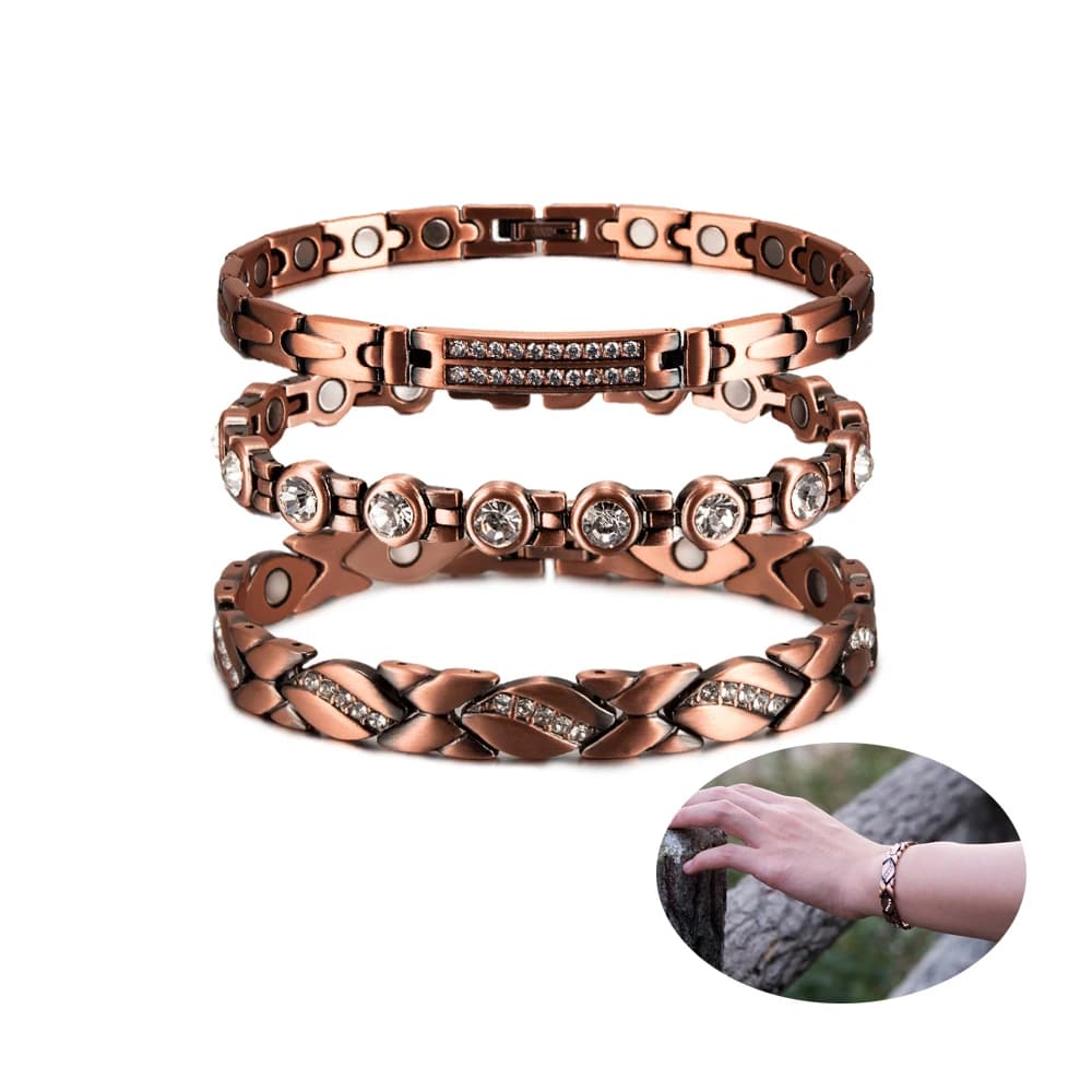 JOLink-Bracelets magnétiques en cuivre pur pour femme, bijoux en métal solide, cubique, contre-indiqué, énergie pour la santé et l'arthrite