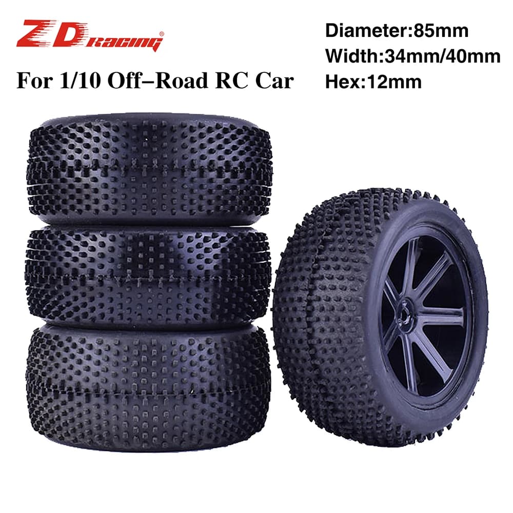 ZD Racing – jante de moyeu de roue et pneus en caoutchouc de 85mm, pour voiture tout-terrain RC 1/10, pneus Buggy, pièces de rechange, accessoires, 4 pièces
