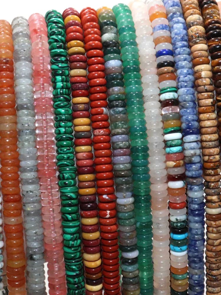 Agates naturelles Lapis Lazuli oeil de tigre pierre entretoise perles plates en vrac pour la fabrication de bijoux Bracelets à bricoler soi-même collier accessoires 2*6mm