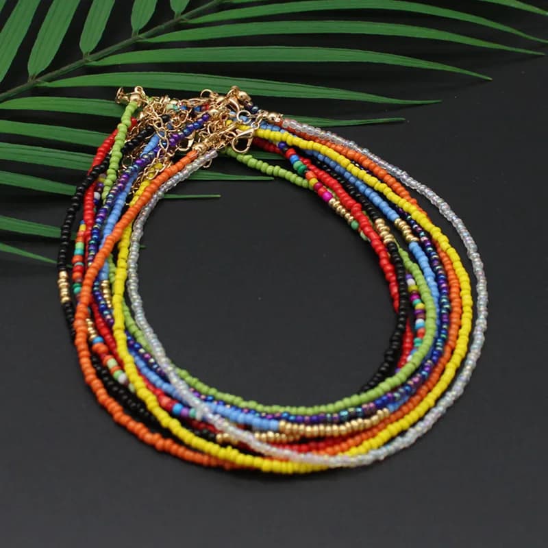 Collier bohémien fait à la main avec perles de rocaille arc-en-ciel, ras du cou Simple pour femmes, mode sauvage, doux, coloré, bijoux cadeau