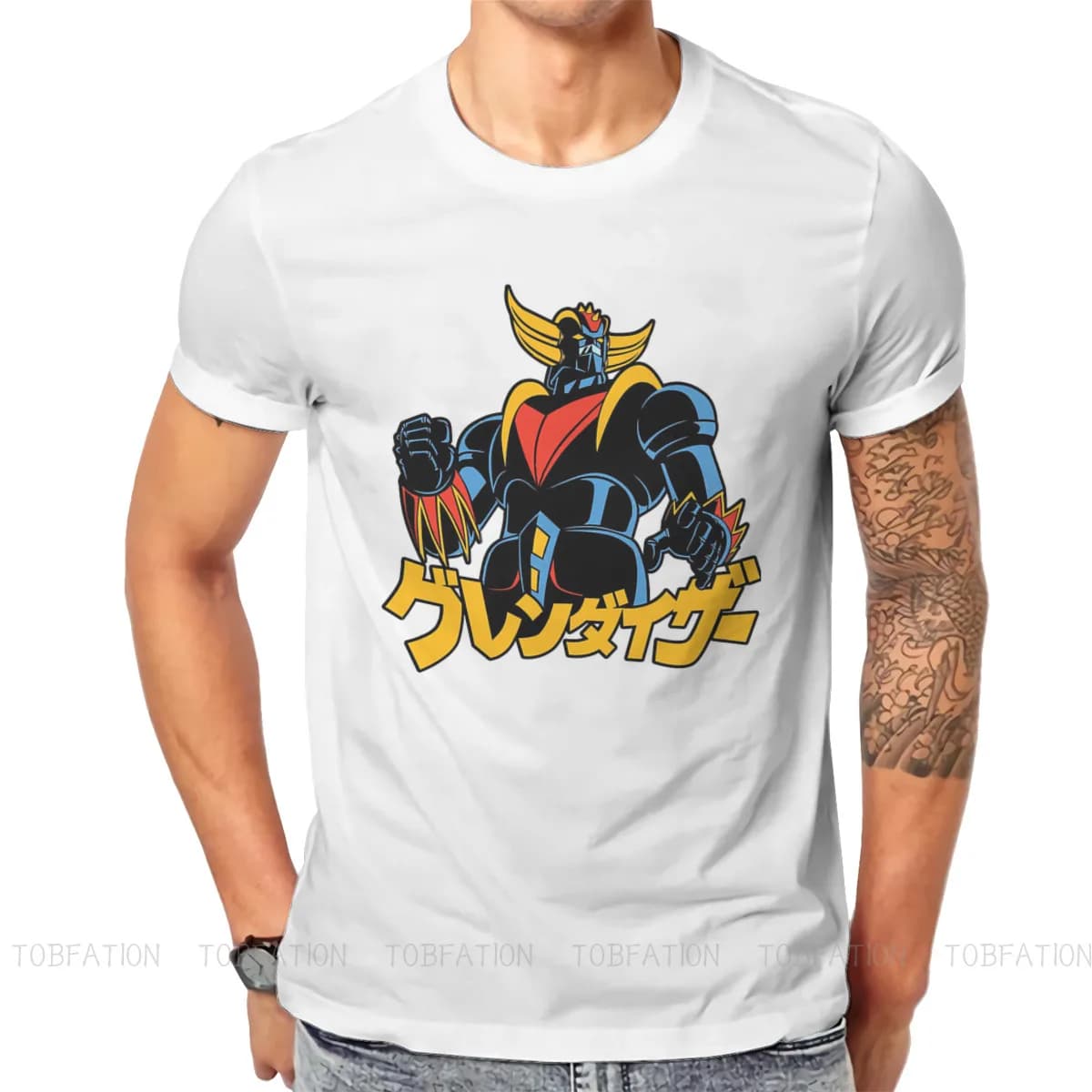 T-shirt Classique à Col Ras du Cou, Grande Taille, avec Dessin Animé de Goldrake et Grendizer, 148, Style Harajuku