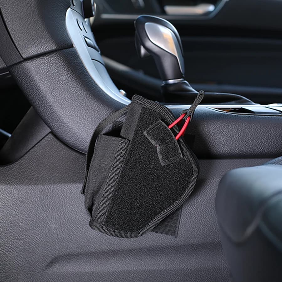 Étui de voiture étui de véhicule universel dissimuler transporter étui ambidextre avec pochette magnétique en Nylon noir fermeture à crochet et boucle de sécurité