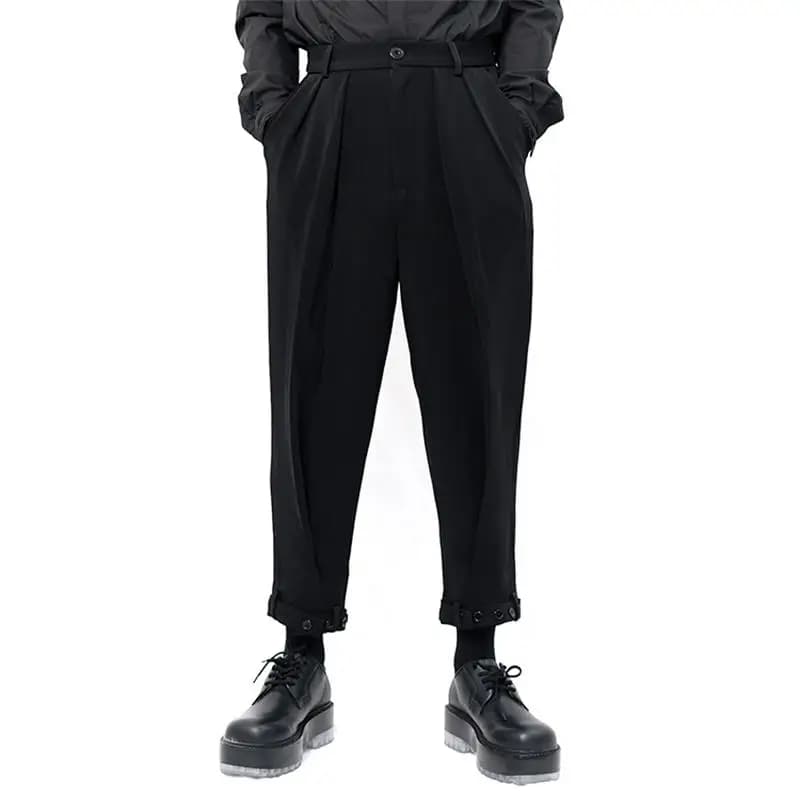 Yamamoto – pantalon décontracté pour hommes, nouveau style, jambes à boutons, populaire, col droit, joker, pantalons plissés