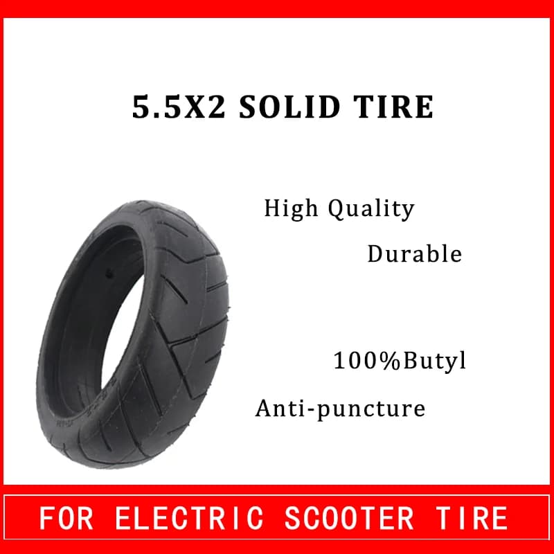 Pneu plein renforcé anti-crevaison 5,5 pouces (5,5x2) pour trottinette électrique Jackhot Carbon Fiber Scooter Fastwheel F0