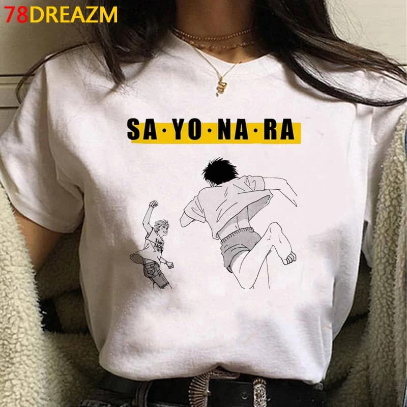 T-shirt homme blanc motif banane poisson tumblr, décontracté, graphique, harajuku, kawaii, 2021