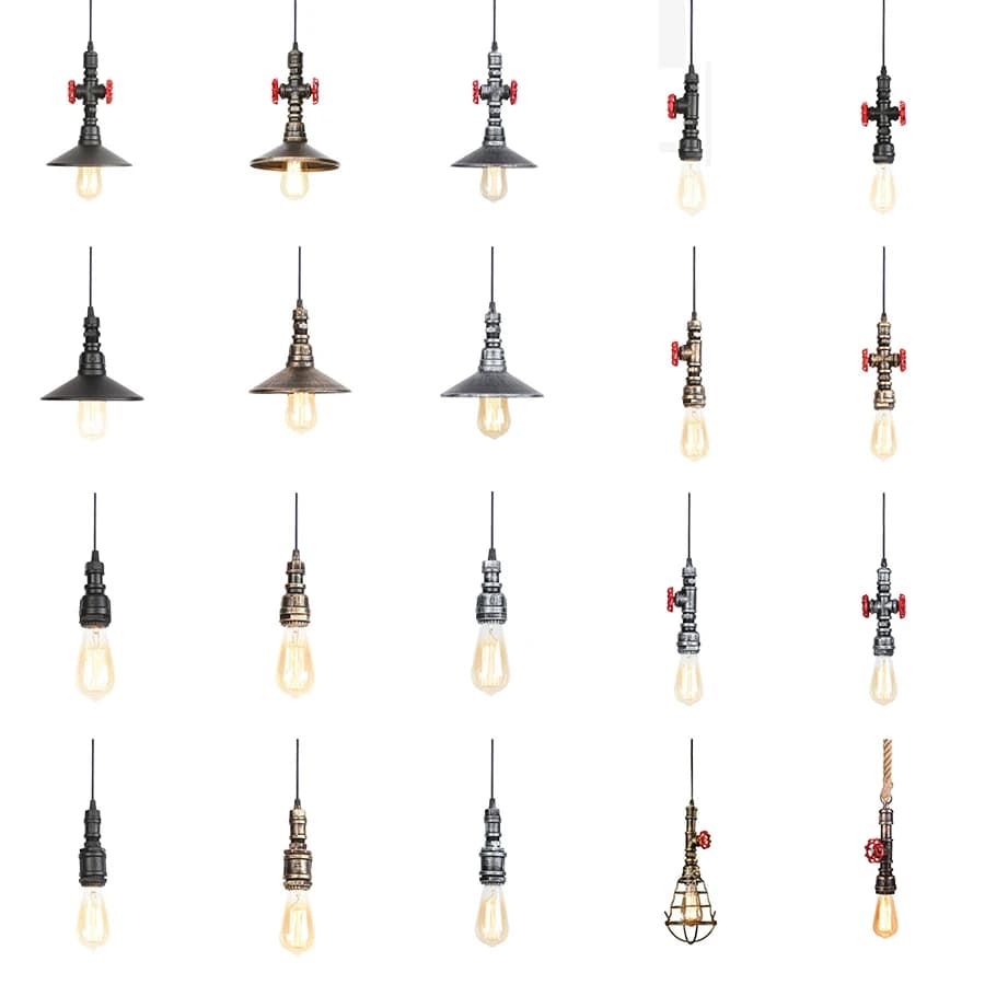 Industriel vapeur Punk fer tuyau d'eau pendentif lumières support rétro Loft intérieur maison Bar plafond suspension lampe ombre Lustres